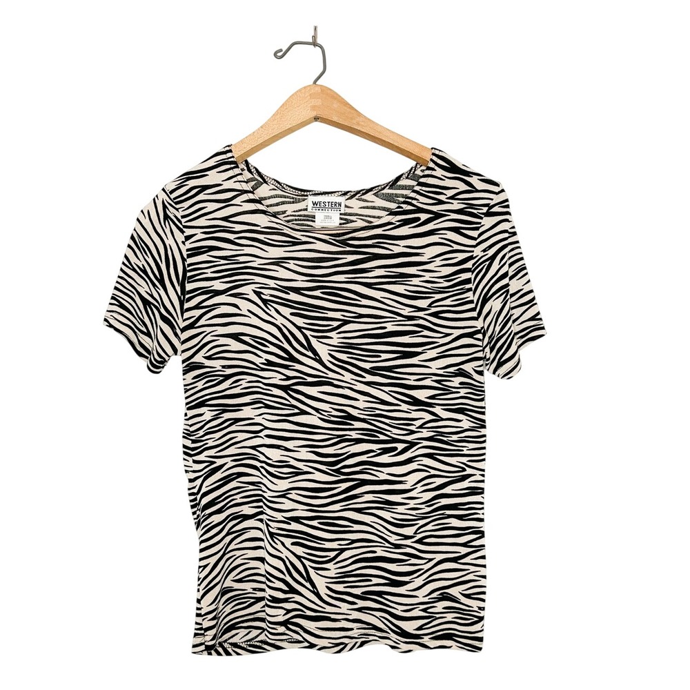 Vintage 90s Western Connection Zebra Animal Print Short Sleeve Top‎ Small S